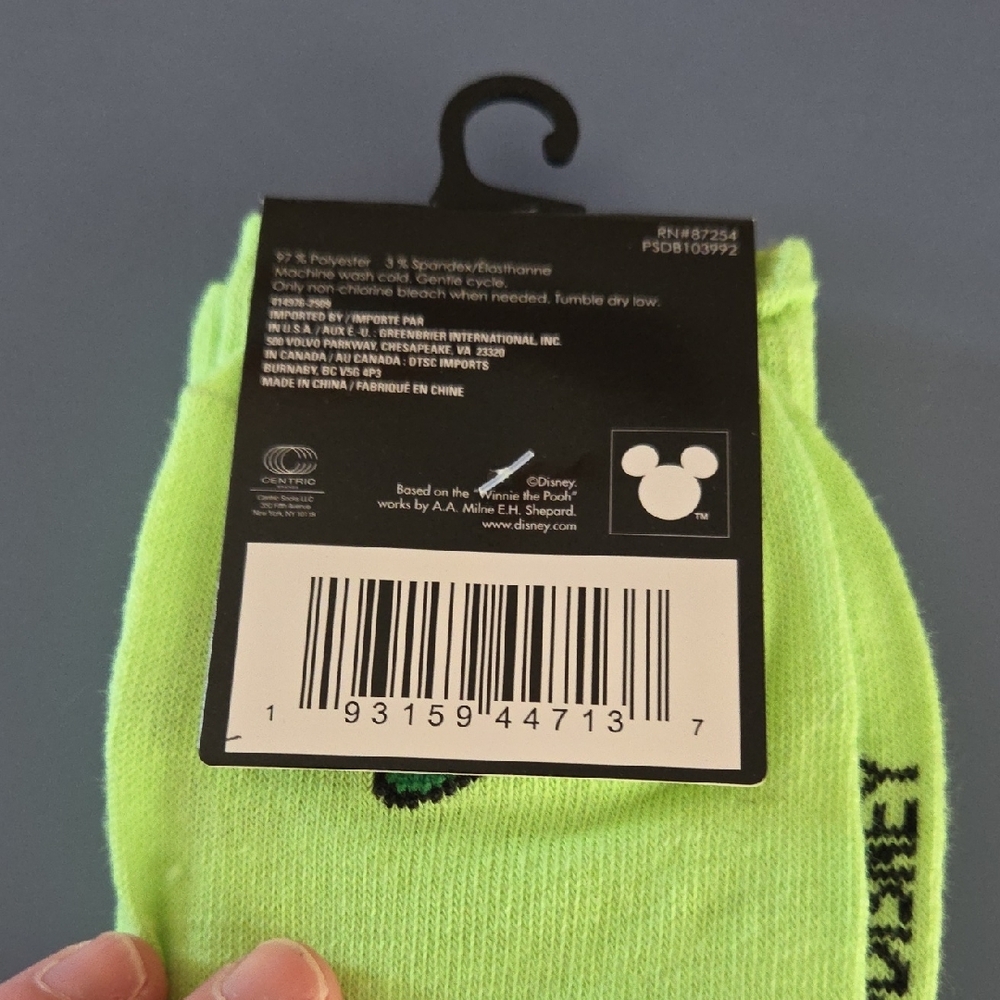 Disney Lime Green Socks with Winnie the Pooh - Picture 3 of 4